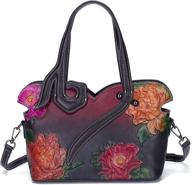👜 retro pattern crossbody bags: yhok genuine leather top handle satchel handbags for women logo