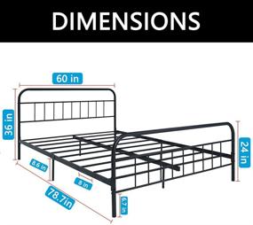 img 2 attached to 🛏️ Premium Metal Queen Bed Frame with Headboard and Footboard - Stylish Wrought Iron Double Platform Base in Black (Queen, Style 1)