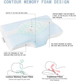 img 1 attached to 🌿 Ортопедическая подушка Ecohomn Memory Foam для сна - цервикальная подушка от боли в шее | Эргономичные ортопедические контурные подушки - подушка для поддержки шеи во время сна на боку, спине и животе.