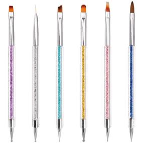 img 4 attached to 💅 iminoo 6PCS Nail Art Brushes: Double Ended Liner & Dotting Pen for DIY Nail Art Designs (Style B)