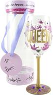 premium birthday queen wine glass: hand-painted purple and gold design; funny gift for women; unique red or white wine glasses логотип