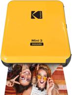📸 kodak mini shot 3, портативный беспроводной фотопринтер, совместимый с ios и android, bluetooth-соединение, печать фотографий в реальном времени (3”x3”), продвинутая технология 4pass и ламинирование, высокое качество печати – желтый. логотип