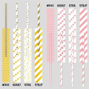 img 1 attached to 🎉 200-Pack Pink and Gold Party Paper Straws - 8 Unique Patterns for Party, Birthday, Wedding, Bridal Shower, Baby Shower Supplies and Decorations