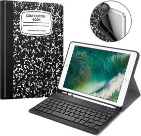 img 4 attached to 🎹 Fintie Keyboard Case for 9.7" iPad 6th Generation 2018 / iPad 5th Generation 2017 / iPad Air 2 / iPad Air - [Including Pencil Holder] Soft TPU Back Cover with Magnetically Detachable Wireless Keyboard, Composition