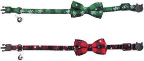 img 3 attached to 🐈 2-Pack/Set Christmas Cat Collar Breakaway with Cute Bow Tie and Bell for Kitty - Adjustable Safety Plaid - Lamphyface