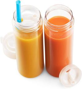 img 3 attached to 🥤 Komax Juice Bottles Set-of-4: 18.5 oz Reusable BPA-Free Plastic, Shatterproof, Leakproof, Freezer & Dishwasher Safe, Wide Mouth Juice & Smoothie Containers