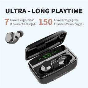 img 2 attached to Наушники True Wireless Stereo с Bluetooth 5.0: водонепроницаемые спортивные наушники с микрофоном, долгим временем работы от аккумулятора, простым сопряжением и сенсорным управлением