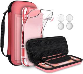 img 4 attached to 🎮 GeeRic 8PCS Case Compatible with Switch Lite: Essential Carrying Case Kit with Soft Silicon Case, Screen Protectors, Thumb Caps, and Storage Carrying Coral