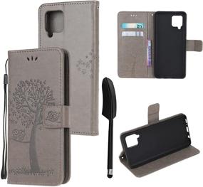 img 1 attached to 📱 Mavis's Diary Flip Case for Galaxy A42 5G - Stylish Gray Wallet Cover with Styluses, Card Slots, and Tempered Glass Screen Protector for Samsung Galaxy A42 5G 6.6