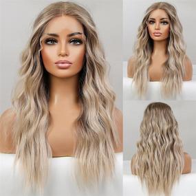 img 2 attached to 👩 Emmor Long Ombre Blonde Lace Front Wig for Women: Natural Wavy Daily Hair Synthetic Lace Wig, 25 Inch Length, Middle Part, Hand Tied, Long-lasting, Lightweight