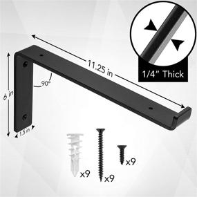 img 2 attached to 🔩 Industrial-Style Heavy-Duty Shelf Brackets - 1/4" Thick - Rustic Farmhouse Black Iron Finish - Set of 4 with Hardware - Various Sizes (11.25")
