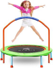 img 4 attached to 🎁 CLORIS 38&#34; Kids Trampoline: Adjustable Handle, Protection Frame, Indoor/Outdoor, Birthday Gifts