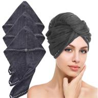 👩 layyun hair towel wrap for women, 3-pack microfiber super absorbent quick drying hair turban for curly, long &amp; thick hair (black) logo