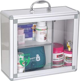 img 4 attached to 🏥 Ollieroo Portable Wall Medicine Cabinet: Lockable Medication Box for First Aid Supplies - Organizer & Container with Handle