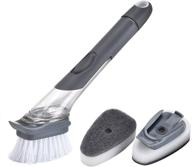 dish brush with soap dispenser: kitchen cleaning set for pots, pans, dishes, and sink scrubbing logo