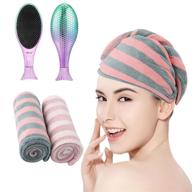 💁 obvie microfiber hair towel wrap super absorbent with wet dry hair brush mermaid 3 pack: the ultimate hair care set for quick drying and styling logo