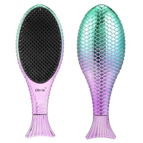 img 3 attached to 💁 Obvie Microfiber Hair Towel Wrap Super Absorbent with Wet Dry Hair Brush Mermaid 3 Pack: The Ultimate Hair Care Set for Quick Drying and Styling