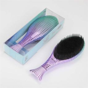 img 1 attached to 💁 Obvie Microfiber Hair Towel Wrap Super Absorbent with Wet Dry Hair Brush Mermaid 3 Pack: The Ultimate Hair Care Set for Quick Drying and Styling