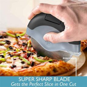 img 1 attached to 🍕 DECOSTYLE Black Pizza Cutter Wheel - Enhanced Slicer with Blade Cover, Super Sharp and Easy to Clean - Ergonomic Rubberized Grip, Heavy Duty Stainless Steel - Dishwasher Safe