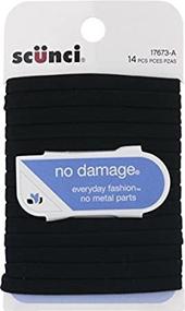img 1 attached to Scunci No-Damage Black Hair Ties - Flat Design, Medium Hold - 14-Pcs per Pack (1-Pack)