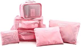 img 1 attached to 🛫️ Travel Packing Toiletry Pouches Set: Clothes Packing, Cube Luggage Organizer - 6pc Travel Storage Bags, Multi-functional Pink Sorting Packages