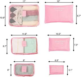 img 2 attached to 🛫️ Travel Packing Toiletry Pouches Set: Clothes Packing, Cube Luggage Organizer - 6pc Travel Storage Bags, Multi-functional Pink Sorting Packages