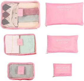 img 3 attached to 🛫️ Travel Packing Toiletry Pouches Set: Clothes Packing, Cube Luggage Organizer - 6pc Travel Storage Bags, Multi-functional Pink Sorting Packages