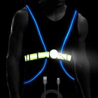 🔦 usb rechargeable led reflective vest belt - super brightness safety chest night light for running, jogging, biking - adjustable visibility, lightweight - multicolored fiber optics - adult & kids логотип