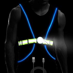 img 4 attached to 🔦 USB Rechargeable LED Reflective Vest Belt - Super Brightness Safety Chest Night Light for Running, Jogging, Biking - Adjustable Visibility, Lightweight - Multicolored Fiber Optics - Adult & Kids