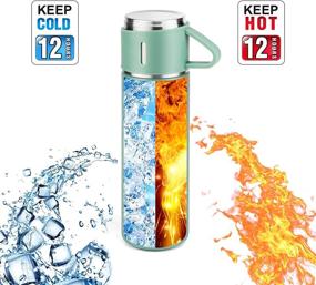 img 1 attached to 🍵 Ultimate Stainless Steel Thermo Flask: 500ml Vacuum Insulated Bottle with Cup - Ideal for Hot Coffee and Cold Drinks - Green, Single