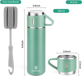 img 3 attached to 🍵 Ultimate Stainless Steel Thermo Flask: 500ml Vacuum Insulated Bottle with Cup - Ideal for Hot Coffee and Cold Drinks - Green, Single