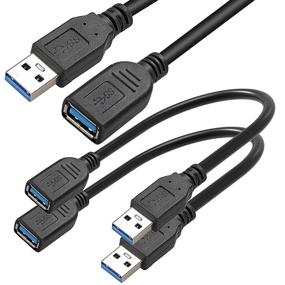 img 4 attached to 🔌 SAITECH IT Короткий кабель USB 3.0 длиной 6 дюймов (2 штуки), USB-провод с разъемами типа A - женский к разъему типа A - мужской, чёрный.