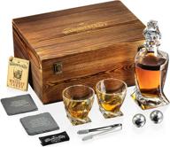 🍸 mixology glass & whiskey stones set – 10oz glasses with 2 stainless steel balls, decanter & wooden box - bourbon gifts for men, dad, husband, boyfriend. ideal birthday or anniversary gift ideas logo