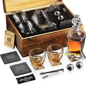 img 3 attached to 🍸 Mixology Glass & Whiskey Stones Set – 10oz Glasses with 2 Stainless Steel Balls, Decanter & Wooden Box - Bourbon Gifts for Men, Dad, Husband, Boyfriend. Ideal Birthday or Anniversary Gift Ideas