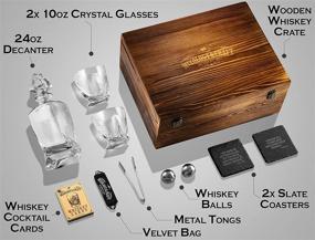 img 2 attached to 🍸 Mixology Glass & Whiskey Stones Set – 10oz Glasses with 2 Stainless Steel Balls, Decanter & Wooden Box - Bourbon Gifts for Men, Dad, Husband, Boyfriend. Ideal Birthday or Anniversary Gift Ideas