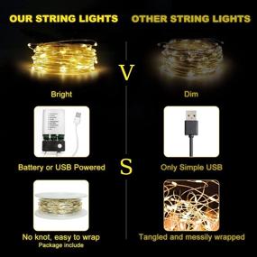 img 1 attached to Enhance Your Bedroom Ambience with 2 Pack Fairy Lights – Remote Controlled, 33ft 100 LED Mini Twinkle Lights, Battery/USB Operated – Perfect for Christmas, Parties, Weddings, Crafts & Decor (Warm White)