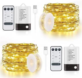 img 4 attached to Enhance Your Bedroom Ambience with 2 Pack Fairy Lights – Remote Controlled, 33ft 100 LED Mini Twinkle Lights, Battery/USB Operated – Perfect for Christmas, Parties, Weddings, Crafts & Decor (Warm White)