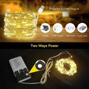 img 3 attached to Enhance Your Bedroom Ambience with 2 Pack Fairy Lights – Remote Controlled, 33ft 100 LED Mini Twinkle Lights, Battery/USB Operated – Perfect for Christmas, Parties, Weddings, Crafts & Decor (Warm White)