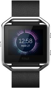 img 1 attached to Улучшите свой Fitbit Blaze с элегантным и стильным черным аксессуарным ремешком из кожи - небольшого размера.