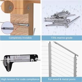 img 2 attached to 🔗 Muzata 20Pair Cable Railing Kit - Invisible 1/8" Upgraded Swage Tensioner and Terminal - T316 Stainless Steel - Wood Metal Post Deck Stairs - CR26 CV1 CV2