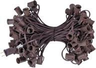 🎄 c9 light strand 100-foot e17 socket string with 12-inch spacing, outdoor christmas string lights on brown wire for patio, with 100 sockets логотип