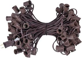 img 4 attached to 🎄 C9 Light Strand 100-Foot E17 Socket String with 12-Inch Spacing, Outdoor Christmas String Lights on Brown Wire for Patio, with 100 Sockets