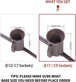 img 1 attached to 🎄 C9 Light Strand 100-Foot E17 Socket String with 12-Inch Spacing, Outdoor Christmas String Lights on Brown Wire for Patio, with 100 Sockets