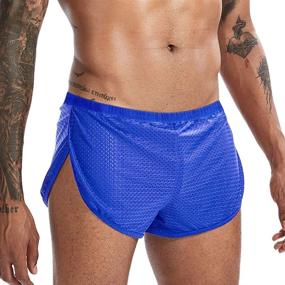 img 4 attached to High-performance Men's Short Shorts with Wide Side Splits and No Inner Lining