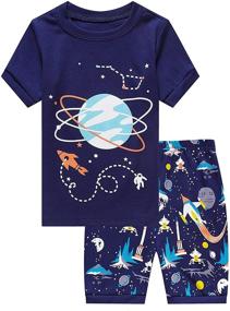img 4 attached to 🌞 Comfy and Cool: Little Big Boys Summer Pajama Sets - 100% Cotton Short PJs