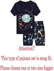 img 3 attached to 🌞 Comfy and Cool: Little Big Boys Summer Pajama Sets - 100% Cotton Short PJs