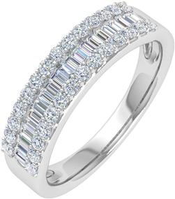 img 4 attached to 10K Gold Wedding Band Ring with 0.5 Carat Baguette and Round Shape Diamonds