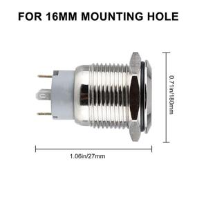 img 2 attached to Набор из 5 металлических кнопок с фиксацией - 16 мм с синим светодиодом - 12В/24В постоянного тока