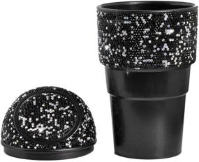 img 2 attached to 🚗 Sparkling Rhinestone Auto Trash Can with Lid - Mini Garbage Bin for Car, Home, Office, Kitchen, Bedroom (C)