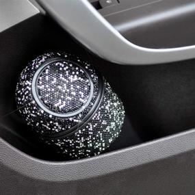 img 1 attached to 🚗 Sparkling Rhinestone Auto Trash Can with Lid - Mini Garbage Bin for Car, Home, Office, Kitchen, Bedroom (C)